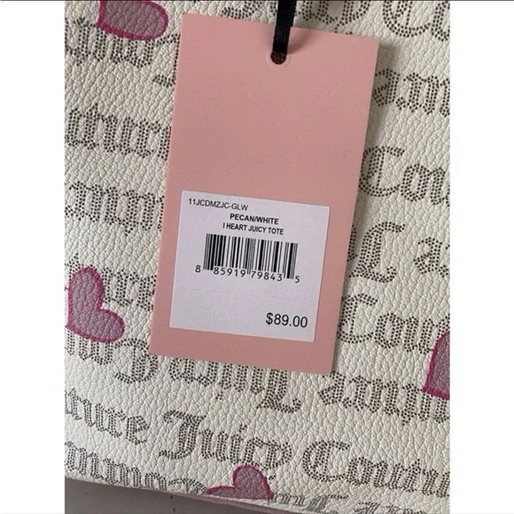 Juicy Couture Heart Print Tote in Pink and Cream - Picture 3 of 4